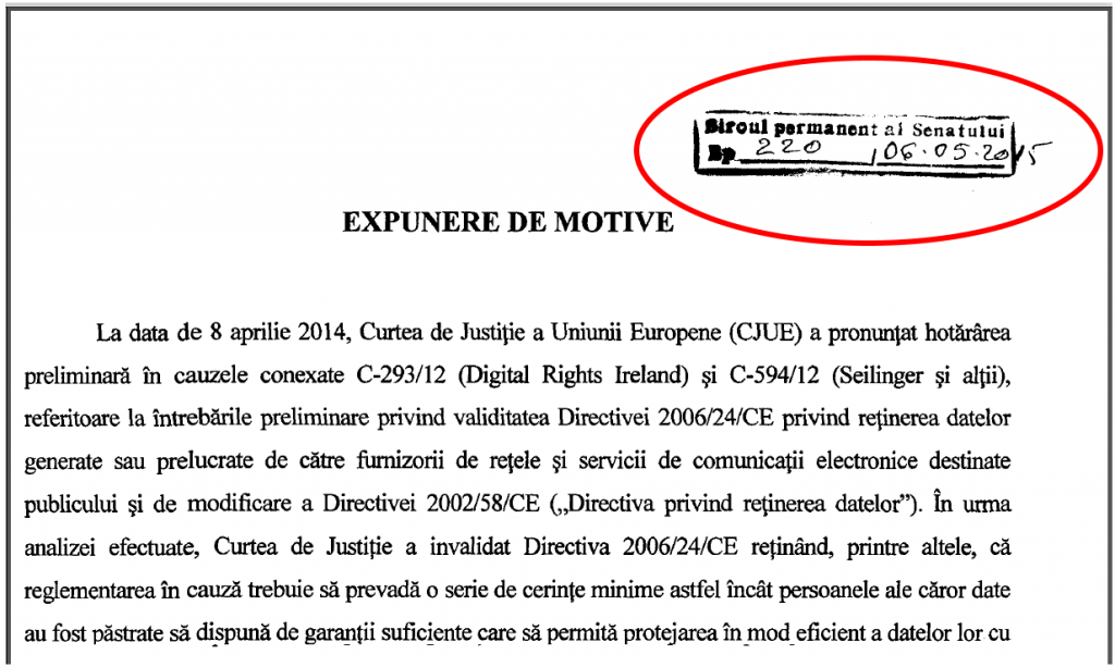 expunere de motive inregistrare senat