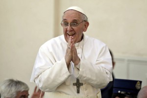 Pope Francis greets faithful after celebrating his first Palm Sunday Mass, in St. Peter's Square, at the Vatican, Sunday, March 24, 2013. Pope Francis celebrated his first Palm Sunday Mass in St. Peter's Square, encouraging people to be humble and young at heart, as tens of thousands joyfully waved olive branches and palm fronds. The square overflowed with some 250,000 pilgrims, tourists and Romans eager to join the new pope at the start of solemn Holy Week ceremonies, which lead up to Easter, Christianity's most important day (AP Photo/Andrew Medichini)